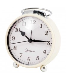 Часы будильник HOMESTAR HC-03 круглый белый, р. 10,3*5*11,4 смстоку. Большой каталог будильников оптом со склада в Новосибирске. Будильники оптом по низкой цене.