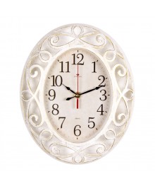 Часы настенные СН 3126 - 007 Классика овал белый с золотом 31х26см  (10)астенные часы оптом с доставкой по Дальнему Востоку. Настенные часы оптом со склада в Новосибирске.