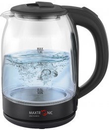 Чайник  MAXTRONIC MAX-405 стекл, чёрн (1,8 кВт, 1,8 л) (12/уп)ирске. Отгрузка в Саха-якутия, Якутск, Кызыл, Улан-Уде, Иркутск, Владивосток, Комсомольск-на-Амуре.