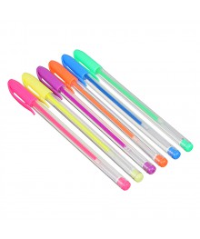 Ручка гелевая набор 6 цветов флуоресцентных, 0,7мм, в ПВХ пенале с подвесом 12шт/уп