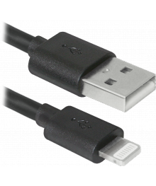 Кабель USB  ACH01-03BH черный, USB(AM)-Lightning, 1м DEFENDERВостоку. Адаптер Rolsen оптом по низкой цене. Качественные адаптеры оптом со склада в Новосибирске.