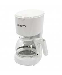 Кофеварка MARTA MT-2116 белый жемч (800 Вт, антикапля, 6-8 чашек) 6/уп