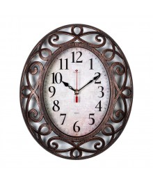 Часы настенные СН 3126 - 004 Классика овал черный с бронзой 31х26см  (10)астенные часы оптом с доставкой по Дальнему Востоку. Настенные часы оптом со склада в Новосибирске.