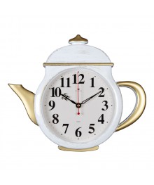 Часы настенные СН 3530 - 004 чайник 29х34см, корпус белый с золотом "Столовые приборы" (35x30)астенные часы оптом с доставкой по Дальнему Востоку. Настенные часы оптом со склада в Новосибирске.