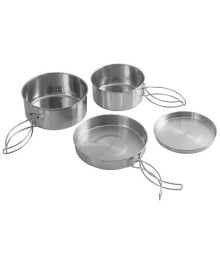 Набор посуды походный ECOS Camp-S12 из нержавеющей стали (4 предмета)