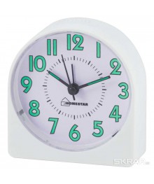 Часы будильник HOMESTAR HC-05 белый,.р.9,6*4*10,2 смстоку. Большой каталог будильников оптом со склада в Новосибирске. Будильники оптом по низкой цене.