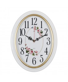 Часы настенные СН 3829 - 107 овал, корпус белый с золотом "Розы" (29,5х38,5 см) (10)астенные часы оптом с доставкой по Дальнему Востоку. Настенные часы оптом со склада в Новосибирске.
