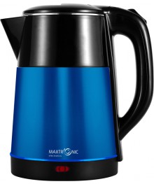 Чайник MAXTRONIC MAX-602 синий, чёрн (2,2л, двойн стенки, колба нерж, диск 1,8кВт) 12/упибирске. Чайник двухслойный оптом - Василиса,  Delta, Казбек, Galaxy, Supra, Irit, Магнит. Доставка
