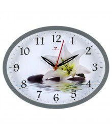 Часы настенные СН 2720 - 112 серый овал Лилия в воде (22,5х29) (10)астенные часы оптом с доставкой по Дальнему Востоку. Настенные часы оптом со склада в Новосибирске.