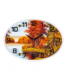 Часы настенные СН 2434 - 964 Осенний лес овальн (24х34) (10)астенные часы оптом с доставкой по Дальнему Востоку. Настенные часы оптом со склада в Новосибирске.