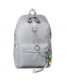 Рюкзак подростковый 43,5x29x13см, ПЭ, 1 отделение, 3 кармана, брелок, металлические цепи, серый