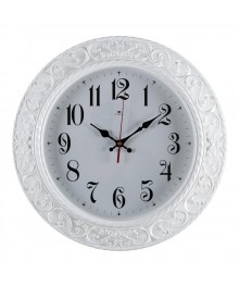 Часы настенные СН 4051 - 103W белый с узором Классика круглые 39,5см (5)астенные часы оптом с доставкой по Дальнему Востоку. Настенные часы оптом со склада в Новосибирске.