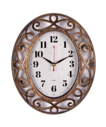 Часы настенные СН 3126 - 008 Эко овал черный с бронзой 31х26см  (10)астенные часы оптом с доставкой по Дальнему Востоку. Настенные часы оптом со склада в Новосибирске.