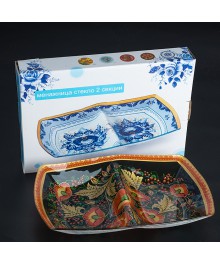 Менажница 2cекции S612011-U083 (53155)керамики в Новосибирске оптом большой ассортимент. Посуда фарфоровая в Новосибирскедля кухни оптом.