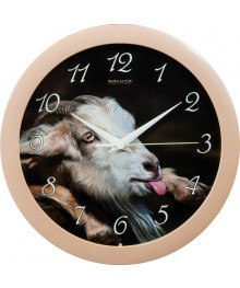 Часы настенные  Салют 28х28  П - Б2.2 - 180 КОЗЕЛ пластик круглые (10/уп)астенные часы оптом с доставкой по Дальнему Востоку. Настенные часы оптом со склада в Новосибирске.