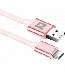 Кабель USB - TYPE C F85, pink, 1м, 1,5А,нейлон пакет Defender