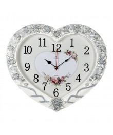 Часы настенные СН 4134 - 003 в форме сердца 41х35см, корпус белый с серебром "Нежность" (5)