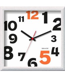 Часы настенные  Салют 28х28  П - 2А8 - 030 пластик квадратные (10/уп)астенные часы оптом с доставкой по Дальнему Востоку. Настенные часы оптом со склада в Новосибирске.