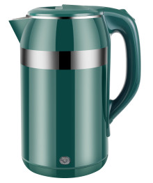 Чайник MAXTRONIC MAX-615 зелёный-нерж (2,3л, двойн стенки, колба нерж, диск 1,8кВт) 16/уп