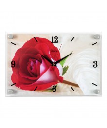 Часы настенные СН 2030 - 07 Красная роза прямоуг (33х23) (10)астенные часы оптом с доставкой по Дальнему Востоку. Настенные часы оптом со склада в Новосибирске.