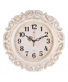 Часы настенные СН 4126 - 008 круг ажурный d=40,5см, корпус белый с золотом "Классика" (5)астенные часы оптом с доставкой по Дальнему Востоку. Настенные часы оптом со склада в Новосибирске.