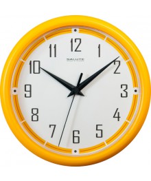 Часы настенные  Салют 24х24 ПЕ - Б2 - 256 желтые пластик круглые (10/уп)астенные часы оптом с доставкой по Дальнему Востоку. Настенные часы оптом со склада в Новосибирске.