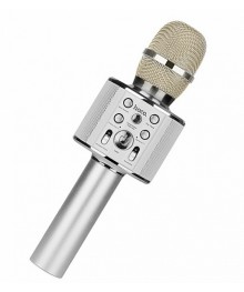 Микрофон HOCO BK3 Серебро для караоке беспроводной (5Вт, Bluetooth, динамики, micro USB/TF)ада. Большой каталог микрофонов для караоке RITMIX, Defender оптом с доставкой по Дальнему Востоку.