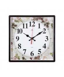 Часы настенные СН 3028 - 002 коричневый "Чайные розы" квадратные (30х30) (10)астенные часы оптом с доставкой по Дальнему Востоку. Настенные часы оптом со склада в Новосибирске.