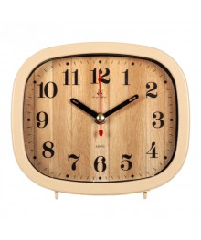 Часы будильник  B5-005  корпус бежевый "Дерево" (40)стоку. Большой каталог будильников оптом со склада в Новосибирске. Будильники оптом по низкой цене.