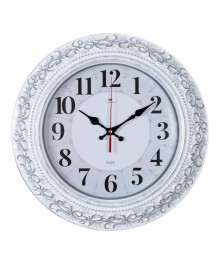 Часы настенные СН 3524 - 006 круг d=35 см, корпус белый с серебром "Классика" (10)