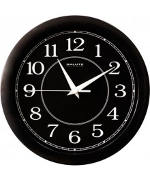 Часы настенные  Салют 28х28  П - Б6 - 064 пластик черные круглые (10/уп)астенные часы оптом с доставкой по Дальнему Востоку. Настенные часы оптом со склада в Новосибирске.