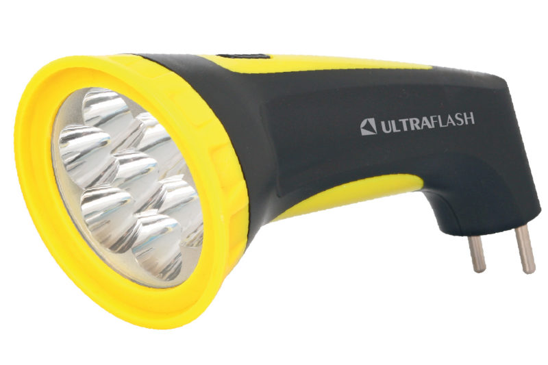 Фонарь  Ultra Flash  3807М (аккум 220В, черный/желтый, 7 LED, 2режима, SLA, пластик, коробка(уп.5шт