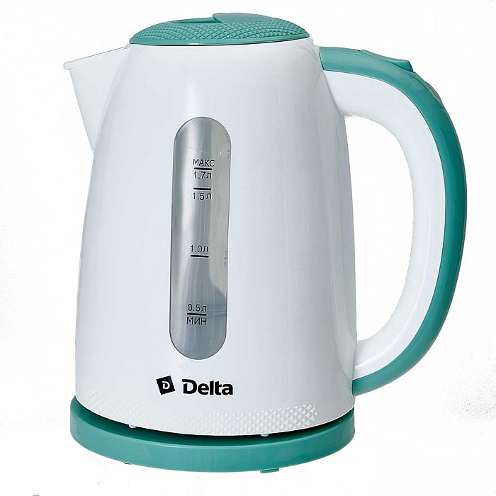 Чайник DELTA DL-1106 белый с мятным : 2200 Вт, 1,7 л (8)