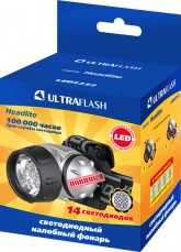 Фонарь  Ultra Flash  LED 5352 (налобн,металлик,14LED,4реж,3хR3,пласт.) уп.5шт.