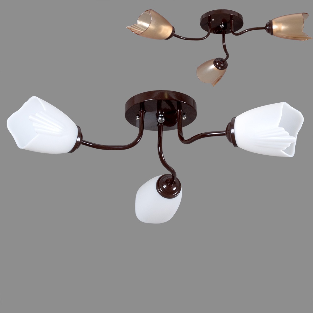1003/3 (4) (2 коричневых, 2 белых)  Светильник бытовой потолочный (лампочка 220V 15W E27)