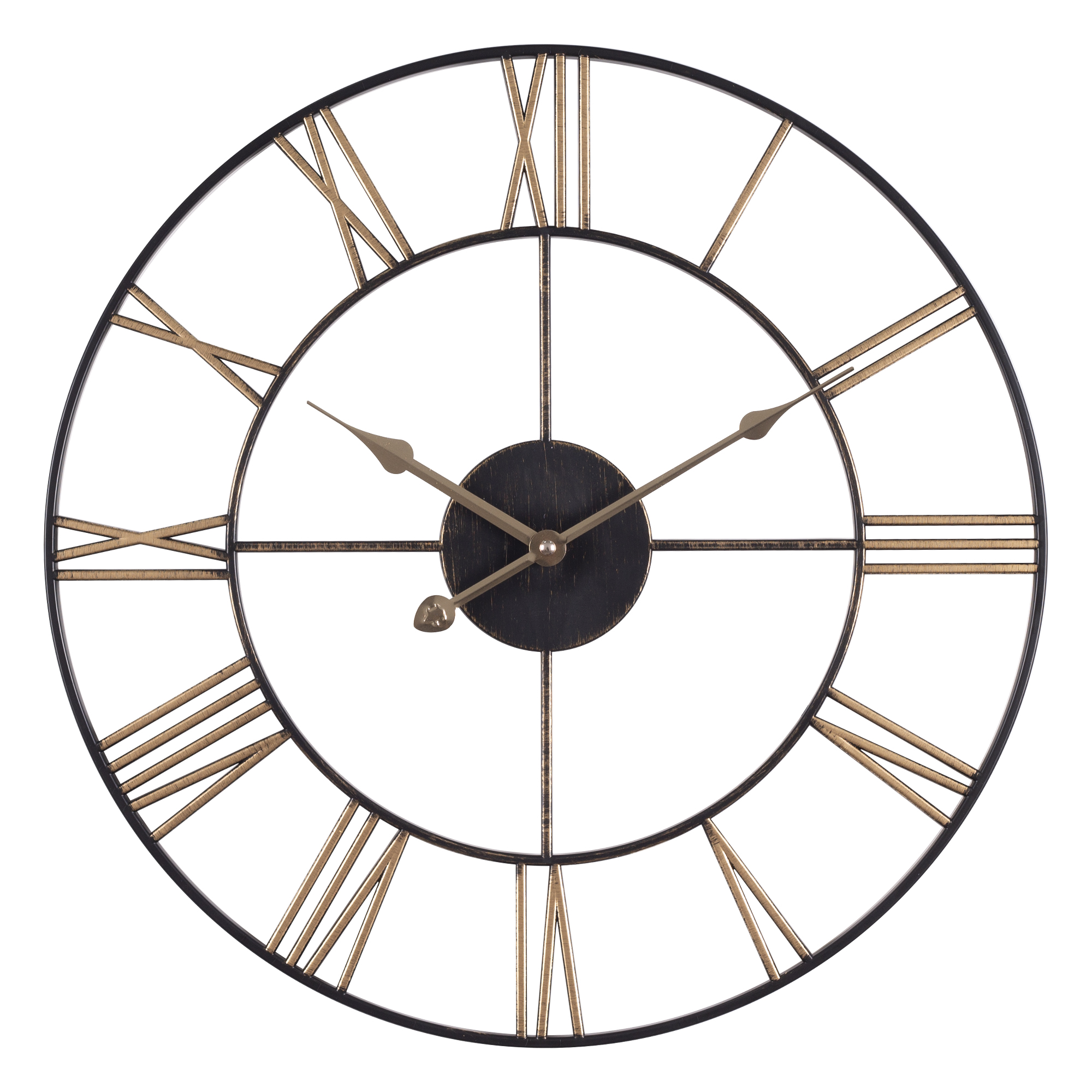 Часы настенные СН 4848 - 001 круг d=47,5см, открытая стрелка, корпус чёрный с бронзой "Классика (5)