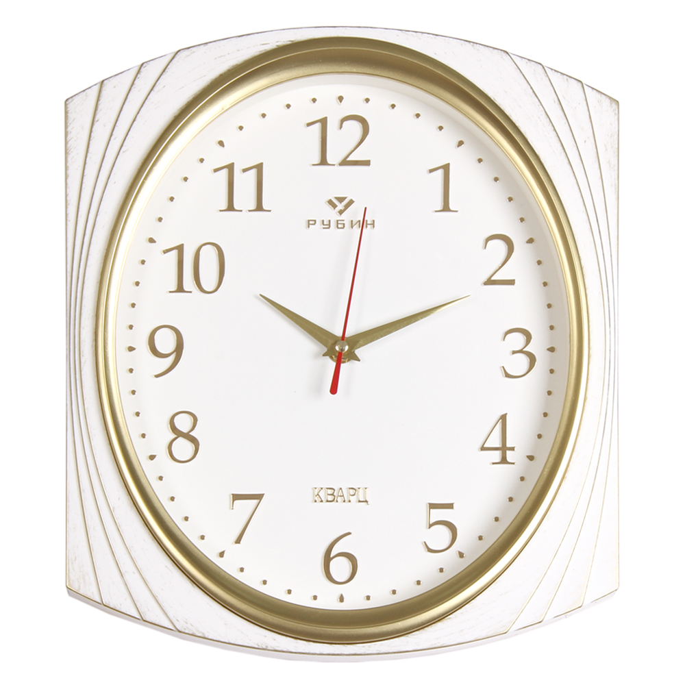Часы настенные СН 2832 - 002 прямоуг 27,5х31,5 см, корпус белый с золотом "Классика" (10)