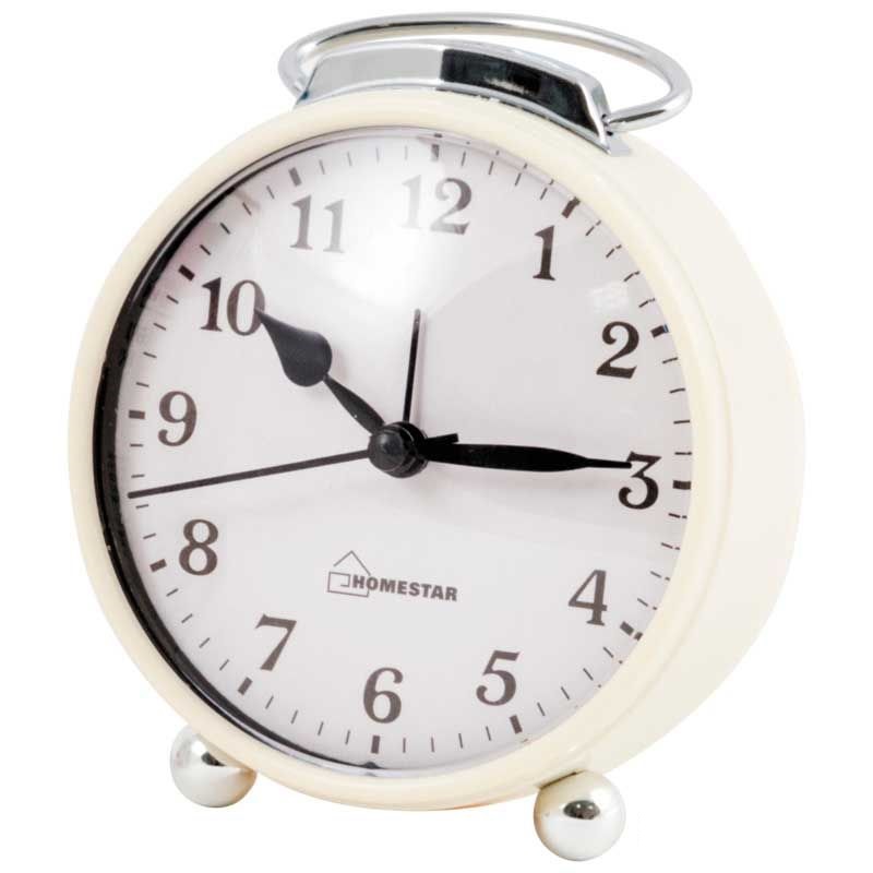 Часы будильник HOMESTAR HC-03 круглый белый, р. 10,3*5*11,4 см