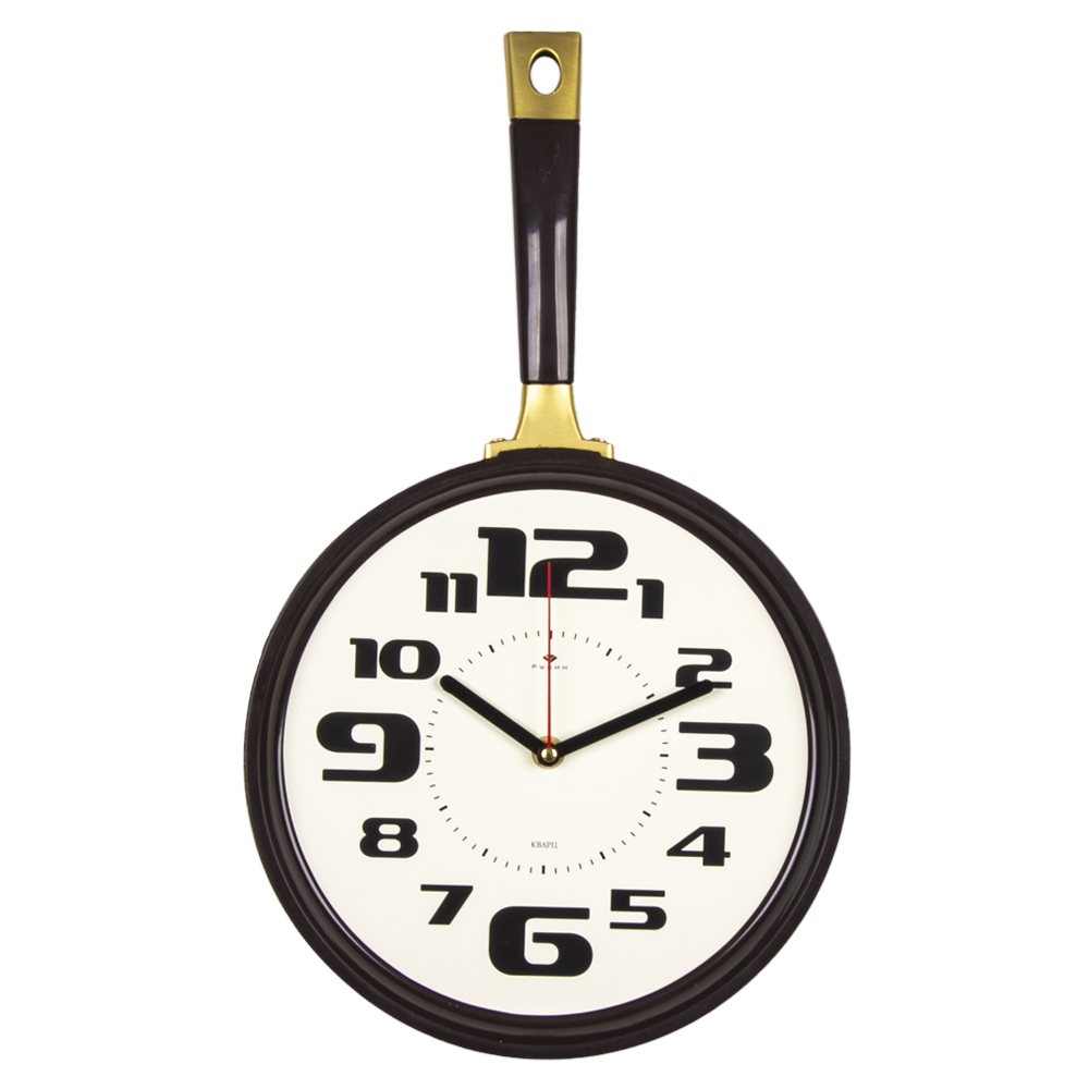 Часы настенные СН 2543 - 006 сковорода 25х43см, корпус темно-коричневый (10)