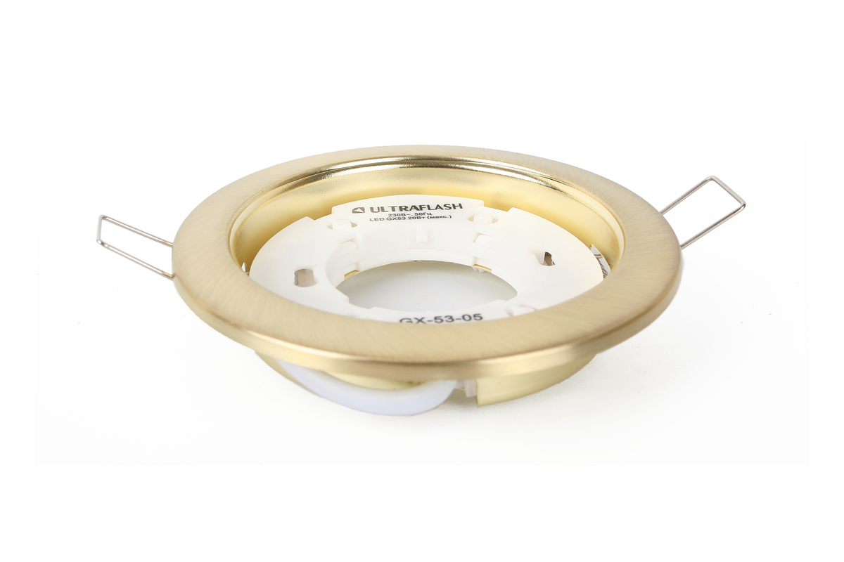 Светильник Ultraflash GX-53-05 матовое золото (Металл. встраиваемый св-к, 220В)