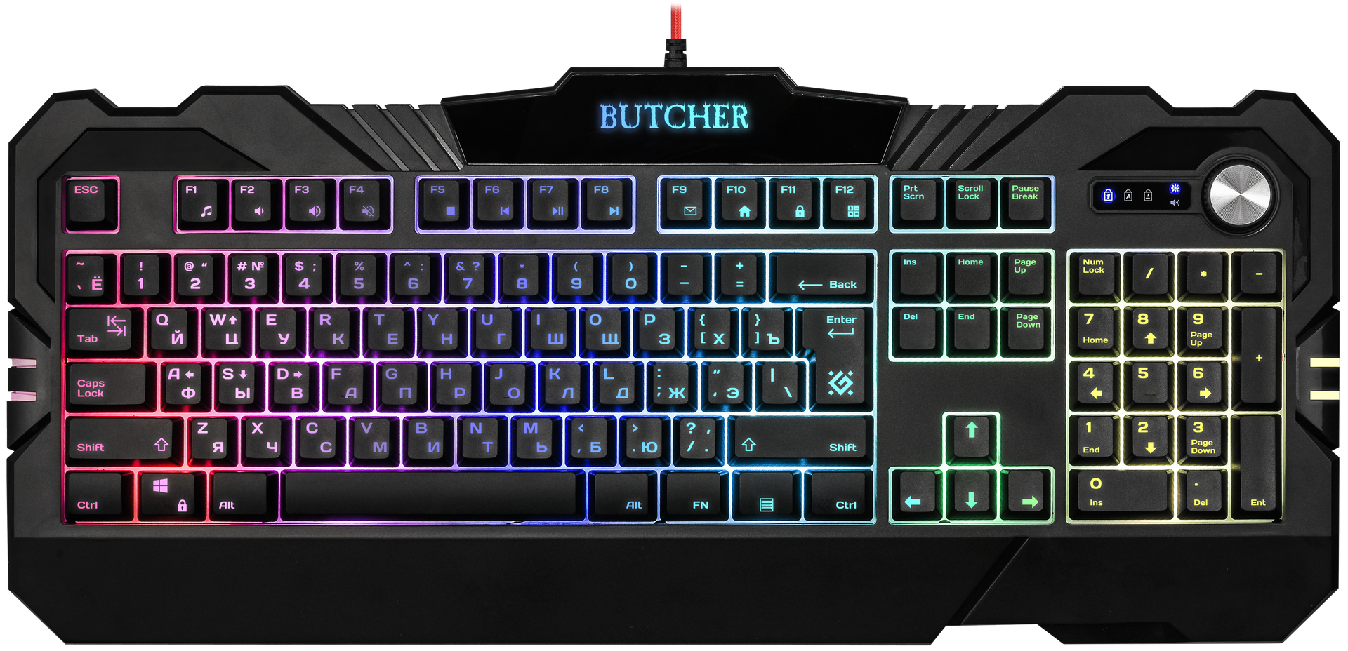 Клавиатура DEFENDER Butcher GK-193DL  RU,RGB игровая, подсветка 9 режимов