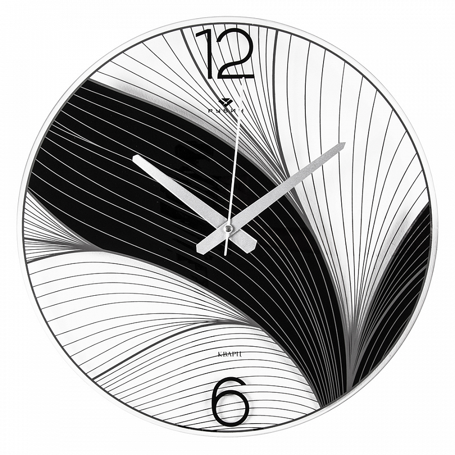 Часы настенные СН 4041 - 007B прозрачные d-39 см, открытая стрелка "Черный лотос" (5)