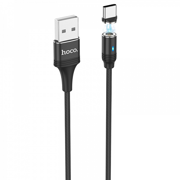 Кабель USB - TYPE C  HOCO U76 Чёрный, Магнитный,  2A, 1,2м