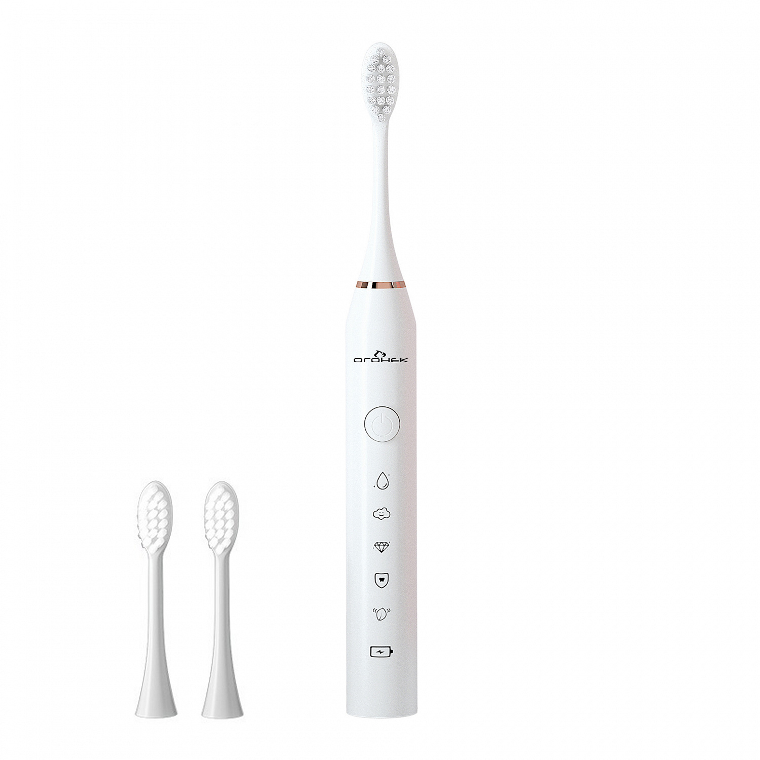 Зубная щетка Огонек OG-HBT01 Белая ультразвуковая (10000 - 30000 движений/мин)