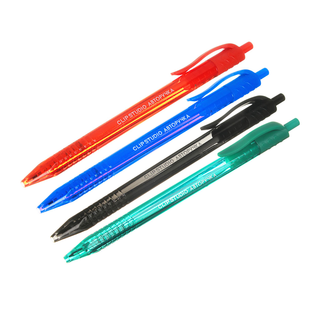 Ручка шариковая ClipStudio синяя, тониров. трехгранный корпус, 0,7мм, 4 цв.корпуса, инд.ма, 48шт/уп