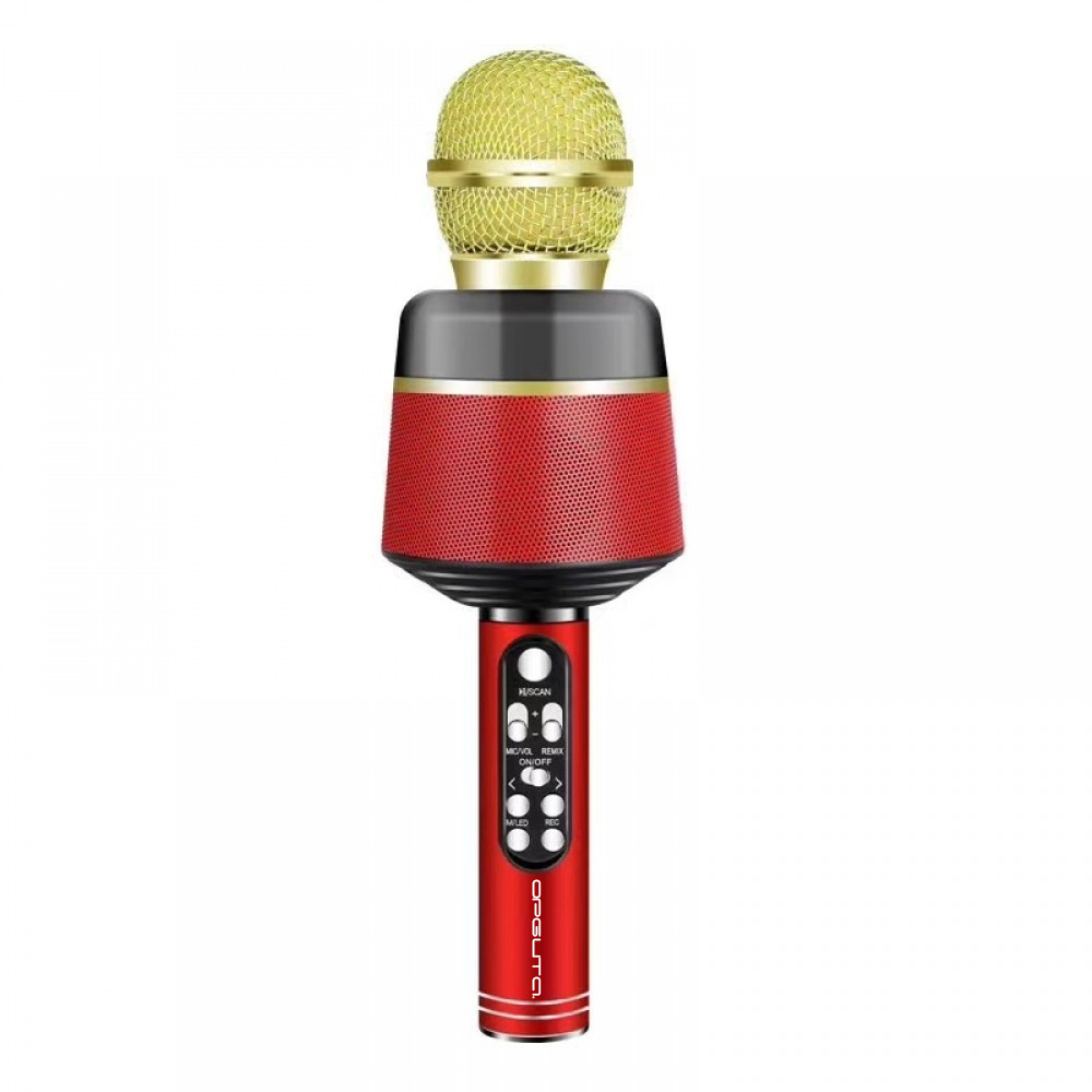 Микрофон OT-ERM10 Красный RGB для караоке беспроводной (Bluetooth, динамики, USB)