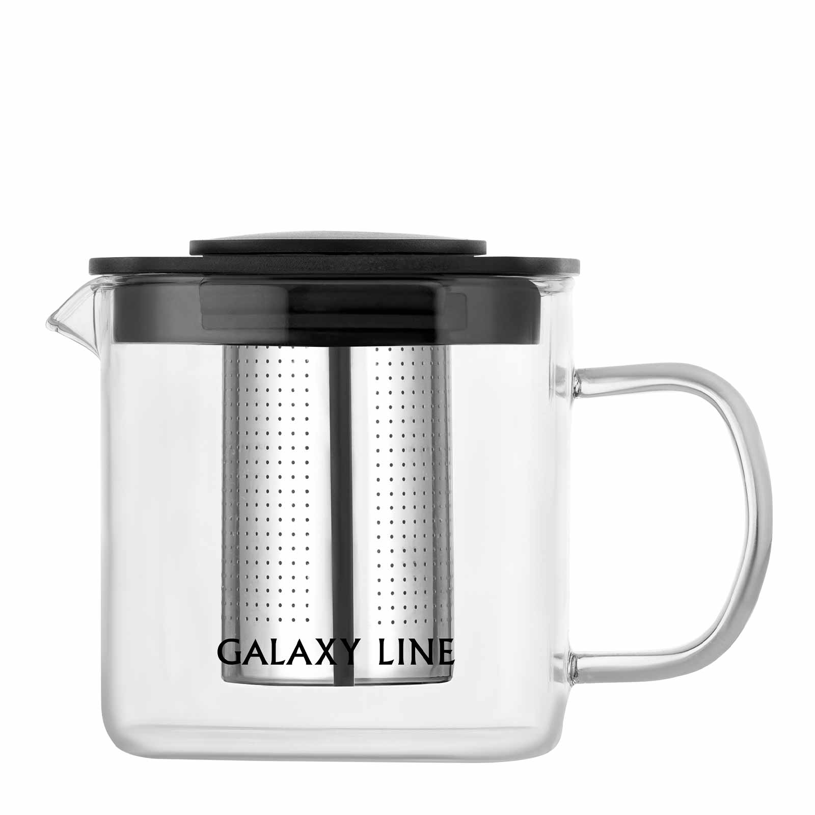 Чайник заварочный  Galaxy LINE GL 9358 600 мл, стекл колба, носик антикапля, фильтр нерж (24/уп)