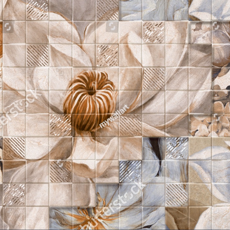 Клеенка GRACE ST1061/ST5131-1 ткань с пвх покрытием, крупн цветы в св-беж и голуб, 1,37(+-3)х20м