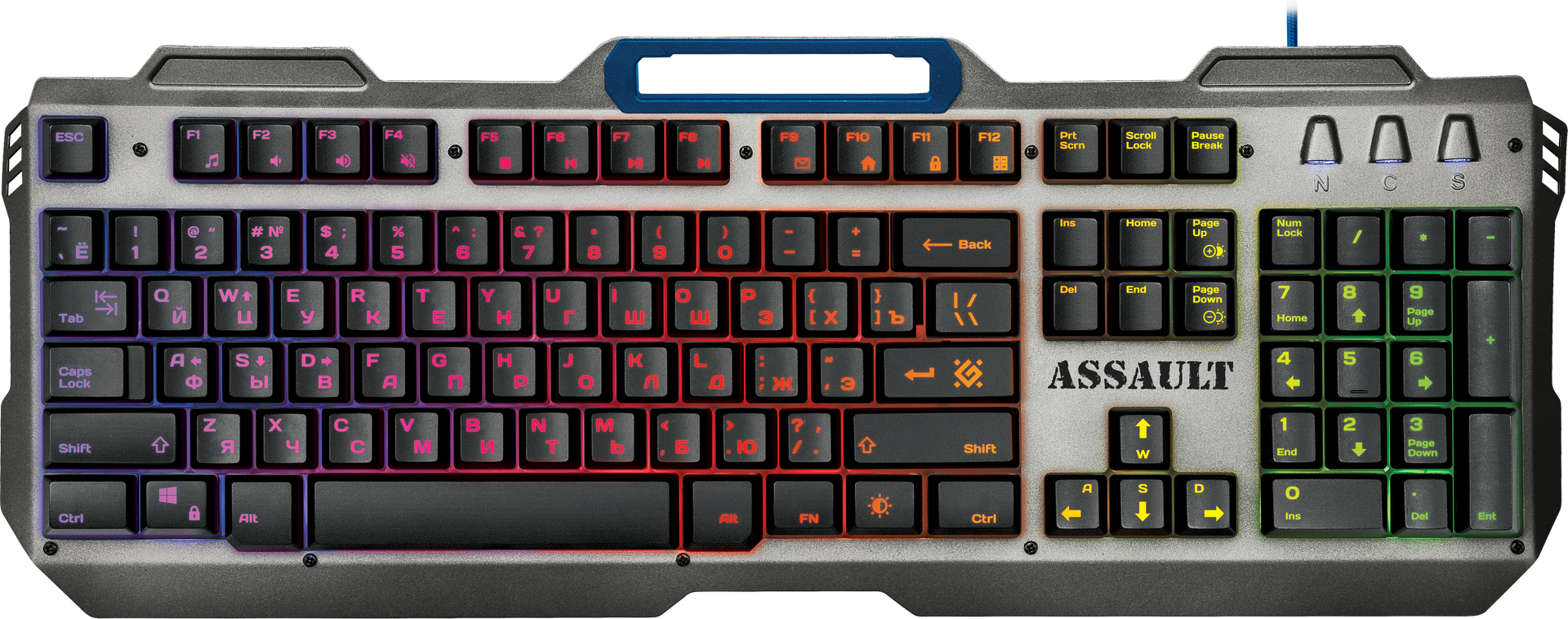 Клавиатура DEFENDER Assault GK-350L RU,игровая,радужная,металл