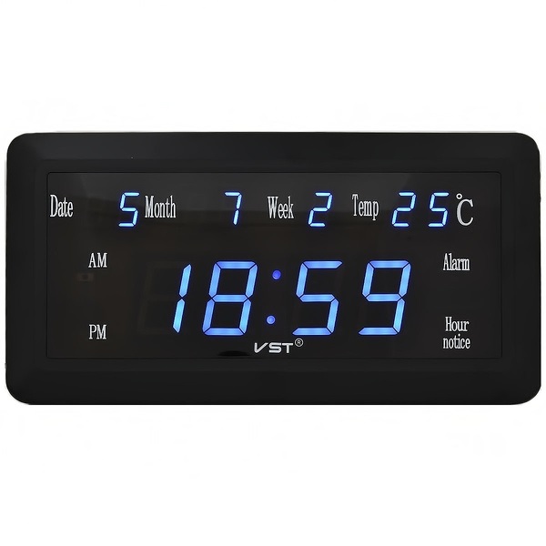 Часы настенные VST780W-5 син.цифры (дата, температура, будильник, бп)